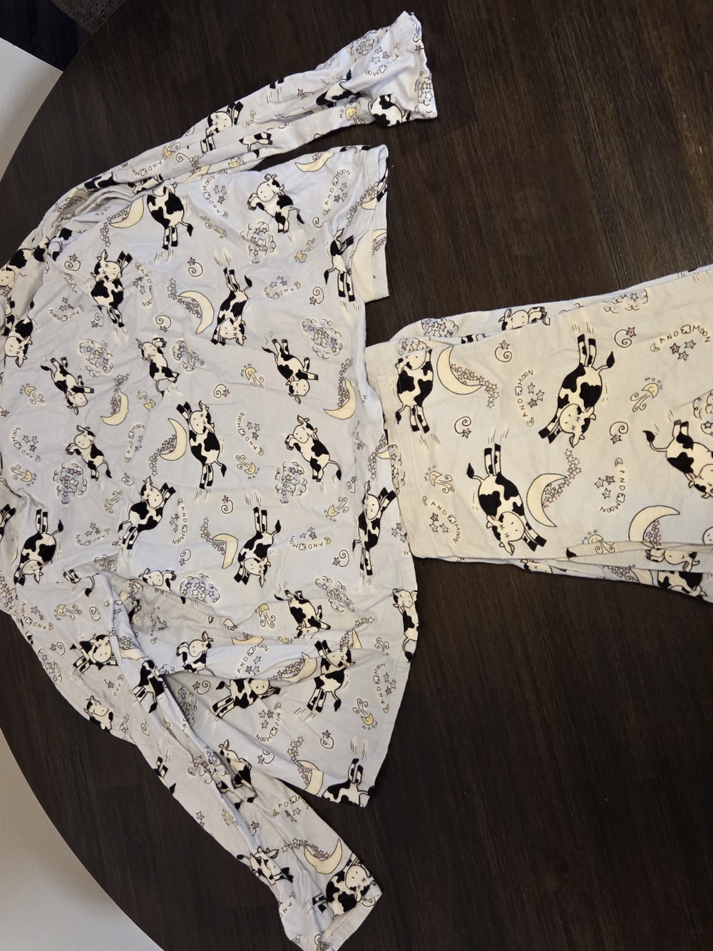 Secret Treasures Light Blue and Black Cow Print Kids Pajama Set